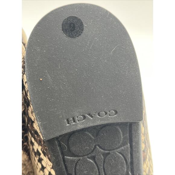 Coach Women's Brown Snakeskin Print Horse & Carriage Round Toe Flats Size 6 - Picture 10 of 12